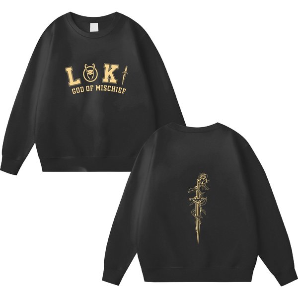 Print 2 Sides Loki Laufeyson Double Sided Sweatshirts, Love Is A Dagger Double Sided Sweatshirts-image