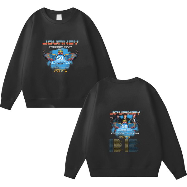 Journey 2024 Tour Freedom Double Sided Sweatshirts Toto Concert S-3Xl Gift Double Sided Sweatshirts Fans Music Band-image