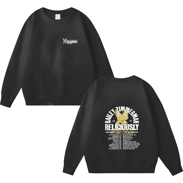 Bailey Zimmerman Religiously Tour 2024 Double Sided Sweatshirts, Zimmerman Double Sided Sweatshirts-image