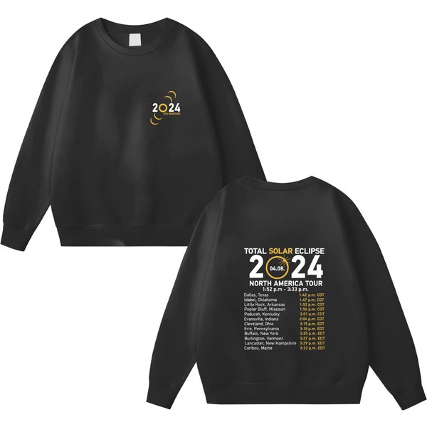 2024 Total Solar Eclipse North America Tour Double Sided Sweatshirts, Astronomy Lover Gift Unisex-image