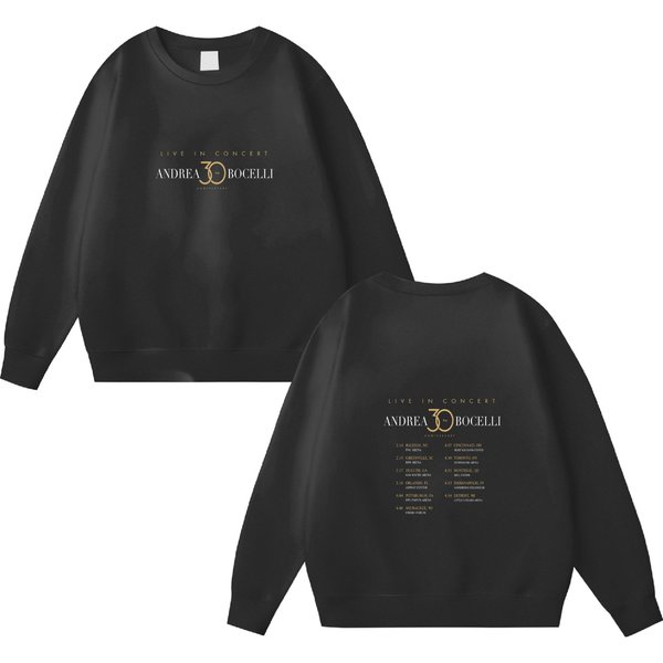 Andrea Bocelli 2024 Tour Double Sided Sweatshirts, Andrea Bocelli 30Th Anniversary Tour Double Sided Sweatshirts-image
