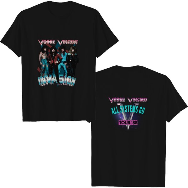 Vintage 1988 Vinnie Vincent Invasion All Systems Go Music Tour '88 T-Shirt-image