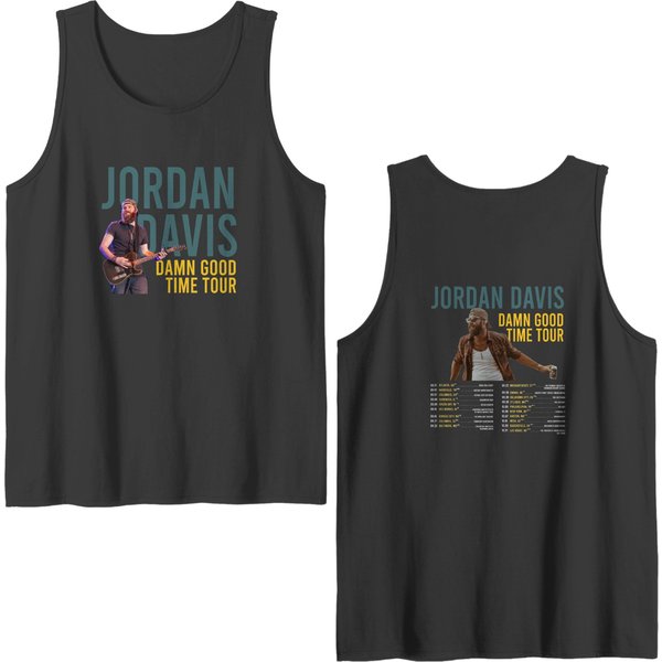 Jordan Davis Damn Good Time Tour 2023 Double Sided Tank Tops, Jordan Davis Country Music Double Sided Tank Tops-image