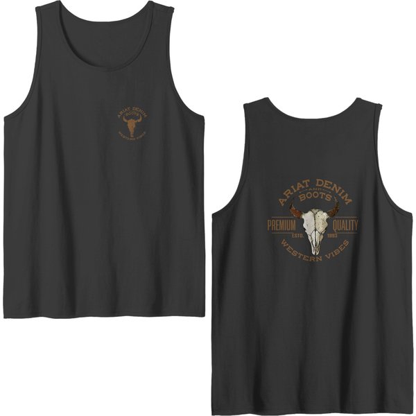 Ariat Men's Bison Skull Short Sleeve Graphic Double Sided Tank Tops-image