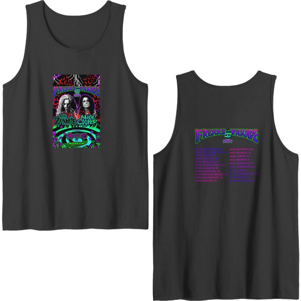 Rob Zombie And Alice Coopers Freaks On Parade 2024 Tour Double Sided Tank Tops-image