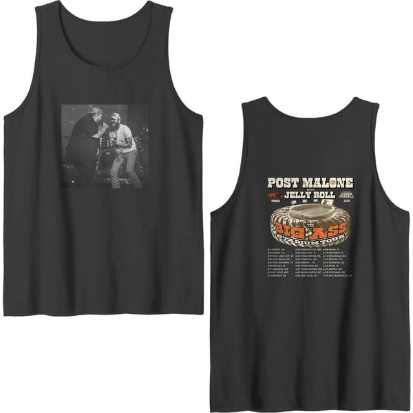 Post Malone Jelly Roll Big As Stadium Tour 2025 Double Sided Tank Tops-image