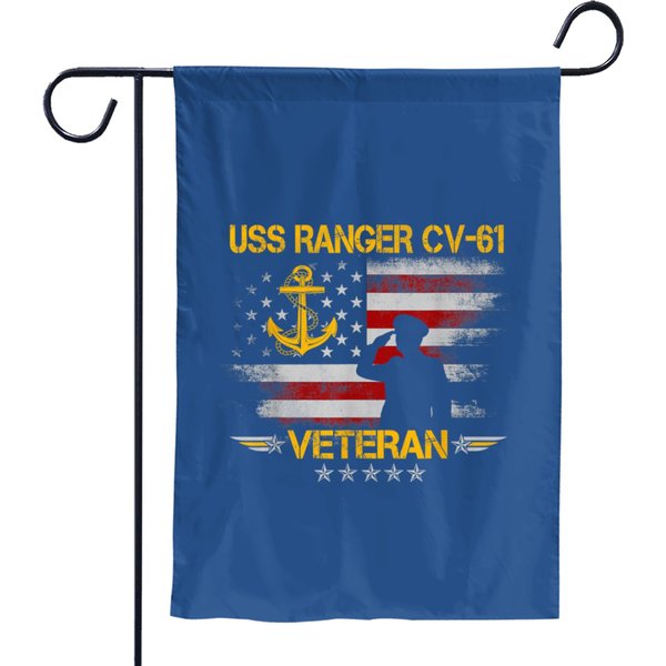 Uss Ranger Cv-61 Aircraft Carrier Veteran Flag Veterans Day Garden Flags-image