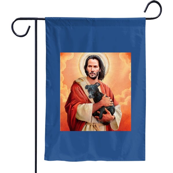 Keanu Reeves Jesus Garden Flags, Keanu Reeves Funny Garden Flags-image