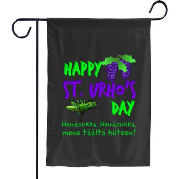 Happy St Urho's Day Finnish Grasshopper Novelty Gr Garden Flags