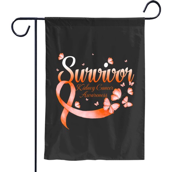 Butterfly Survivor Kidney Cancer Awareness Garden Flags-image