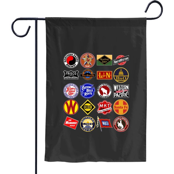 Vintage Defunct Railroad Railway Logos - Trains Hobby Garden Flags-image