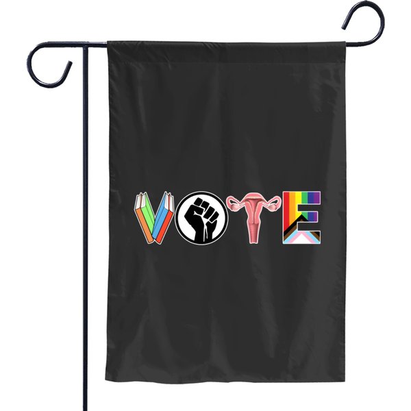 Vote - Books, Fist, Ovaries, Lgtbq Garden Flags