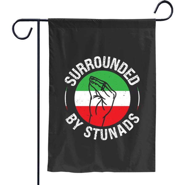 Italian Hand Signal Surrounded By Stunads Garden Flags-image