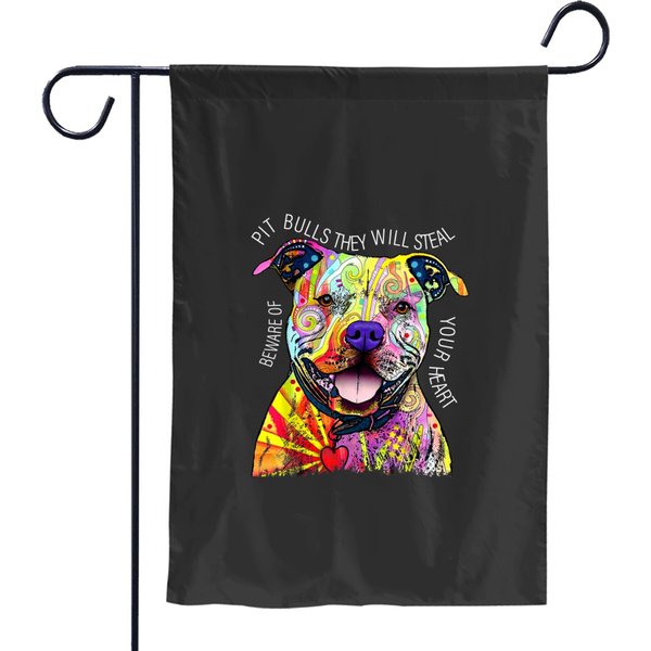 Beware Pitbull They Will Steal Your Heart Garden Flags, Pit Bull Garden Flags-image