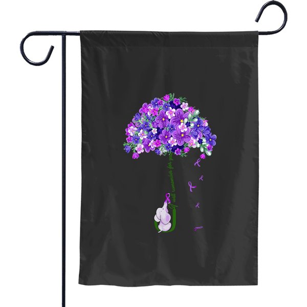 Elephant I Will Remember For You Sunflower Alzheimer Vneck Garden Flags-image