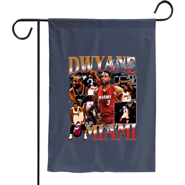 Vintage 90s Basketball Bootleg Style Garden Flags, Dwyane Wade Graphic Garden Flags