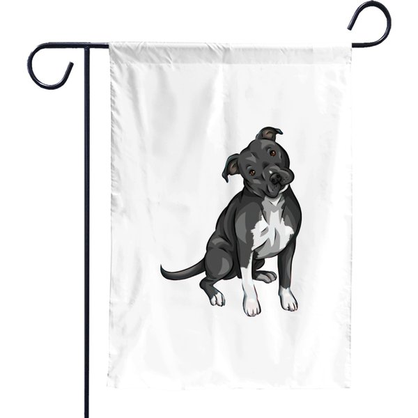 American Pitbull Terrier Dog | Black And White - Pitbull - Garden Flags-image