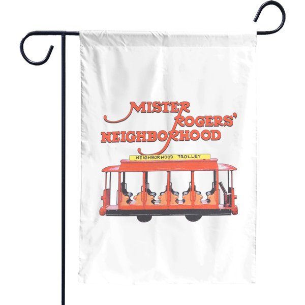 Mister Roger Neighborhood Trolly Light Blue Garden Flags-image