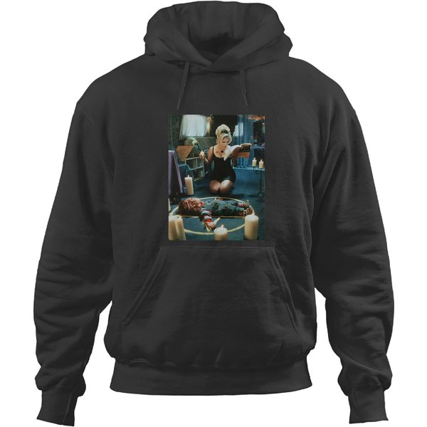 Bride Of Chucky Jennifer Tilly Charles Lee Ray Hoodies, Vintage Horror Movie Hoodies-image