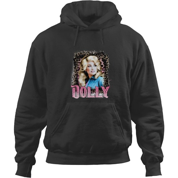 Dolly Parton Hoodies, Leopard Dolly Parton Vintage Unisex White Hoodies-image