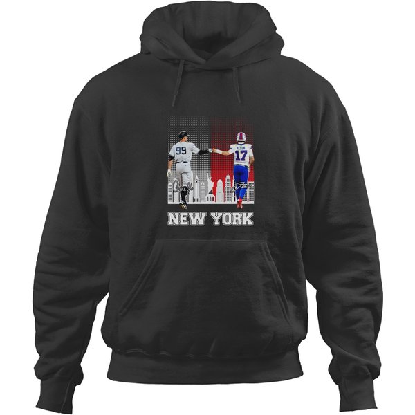 The New York City Sports Teams Aaron Judge Josh Allen Signature Hoodies-image
