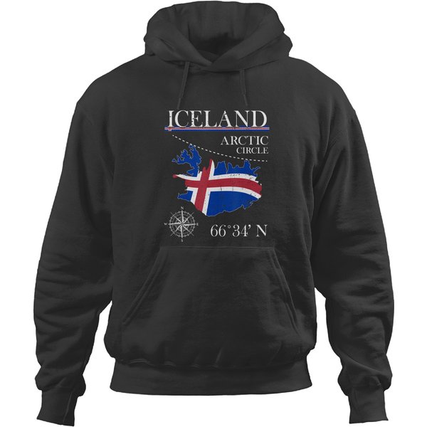 Iceland Arctic Circle Polar North Island Icelandic Flag T Hoodies-image