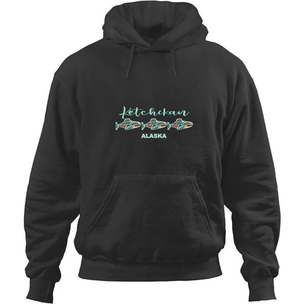 Ketchikan Alaska Native Art Salmon Fishing Capital Souvenir Hoodies-image