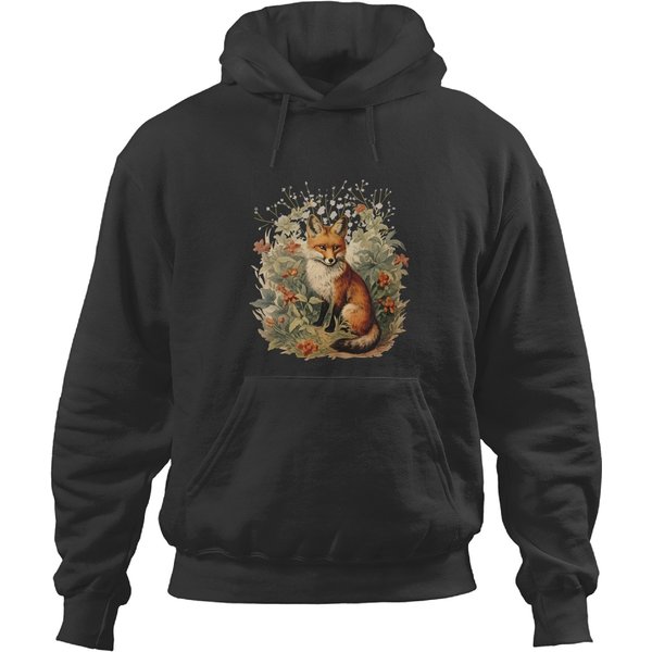 Fox Botanical Vintage Style Hoodie