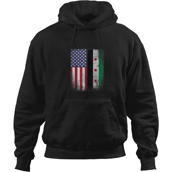 Syrian American Flag T-Shirt Syria Usa Pride Hoodies-image