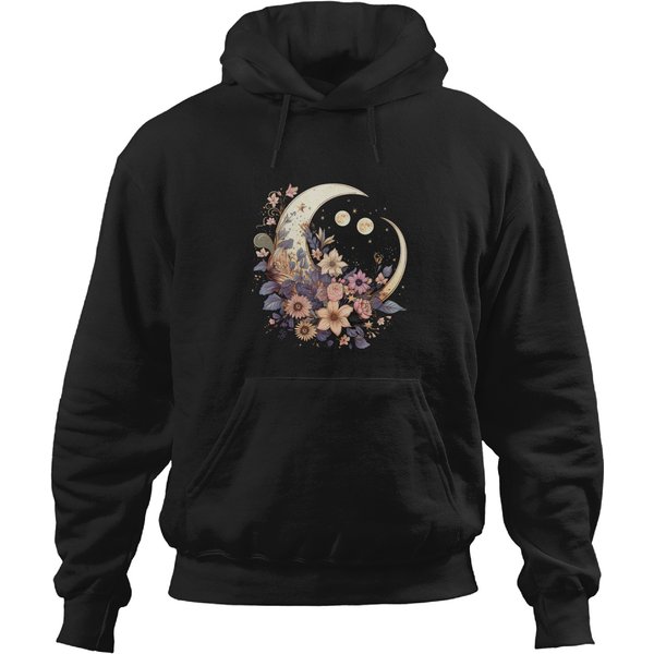 Mystic Moon, Boho Vintage Moon, Celestial Moon Hoodies-image