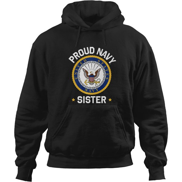 United States Navy Proud Navy Sister Bald Eagle Emblem Premium Hoodies-image