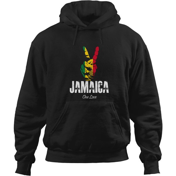 One Love Jamaica Peace Sign Caribbean Vacation Hoodie Hoodies-image