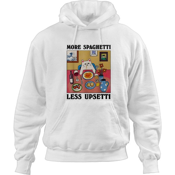 More Spaghetti Less Upsetti Funny Cute Cat Saying Quote Hoodies-image