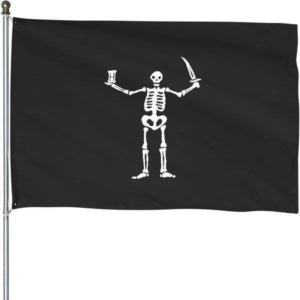 Black Sails Pirate Flag White Skeleton House Flags-image