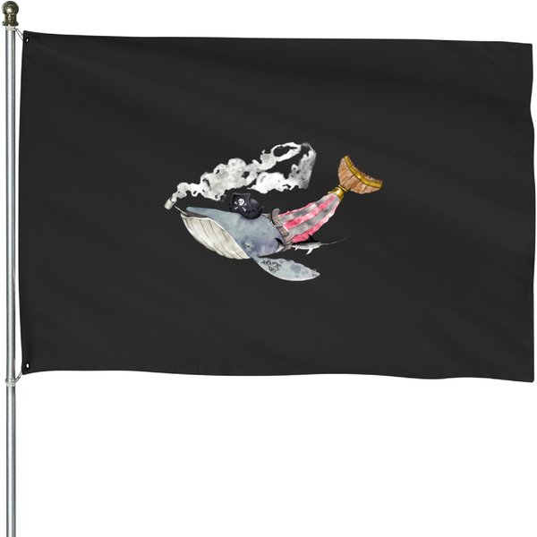 Pirate Whale House Flags-image