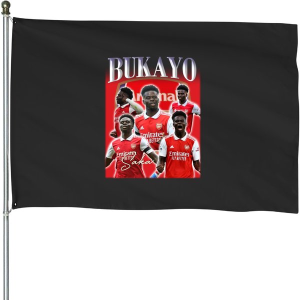 Bukayo Saka Vintage Bootleg House Flags, Bukayo Saka Vintage Graphic House Flags-image