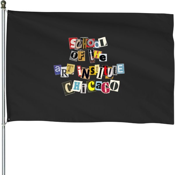 School Of The Art Institute Of Chicago Saic Logo Funky Collage House Flags-image