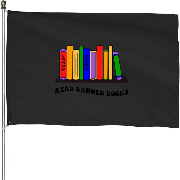 Read Banned Books Rainbow Gay Pride Lgbtq Lgbt Librarian House Flags-image
