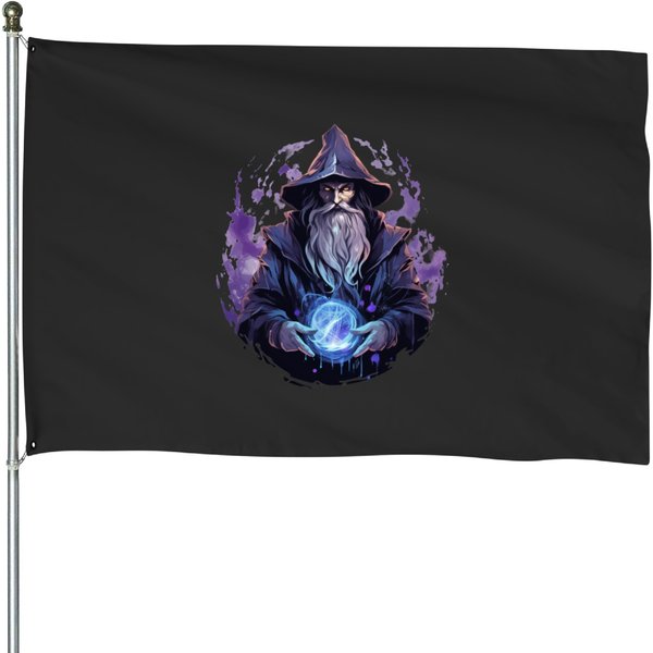 Dark And Darker Wizard - Fantasy Wizard Decorative House Flag-image