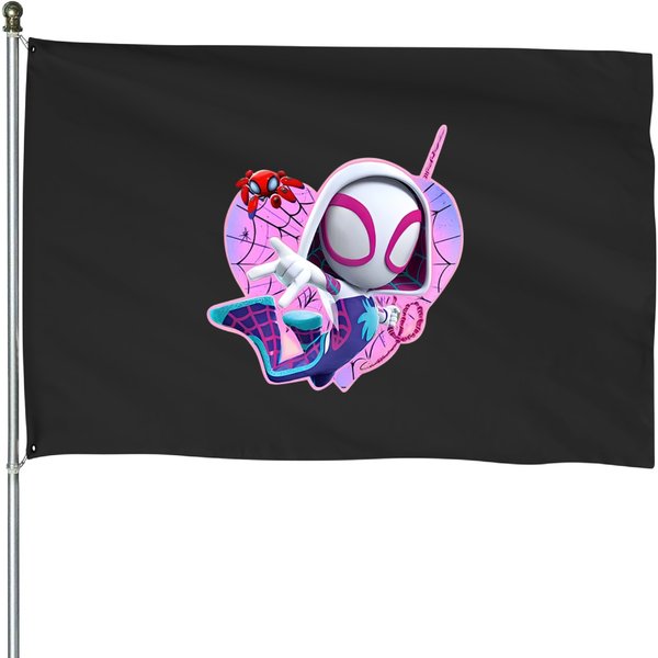 Personalized Spider Gwen House Flags, Ghost Spider Birthday Girl House Flags-image