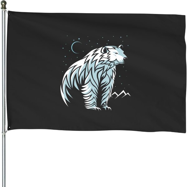 Tribal Polar Bear House Flags-image