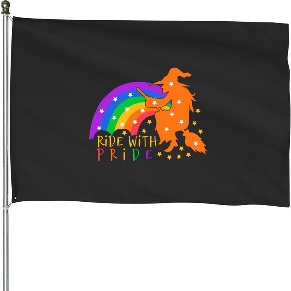 Ride With Pride Halloween Witch Gay Pride Costume Men Women House Flags-image