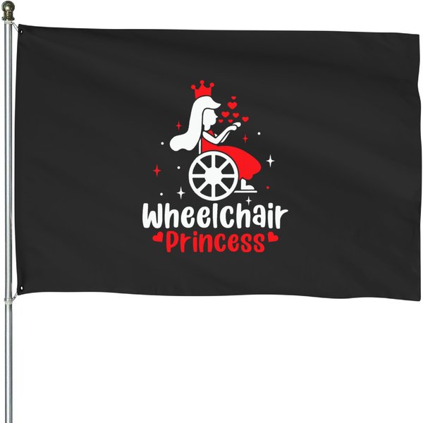 Wheelchair Princess Funny Wheelchair Disability Handicap Kid House Flags-image