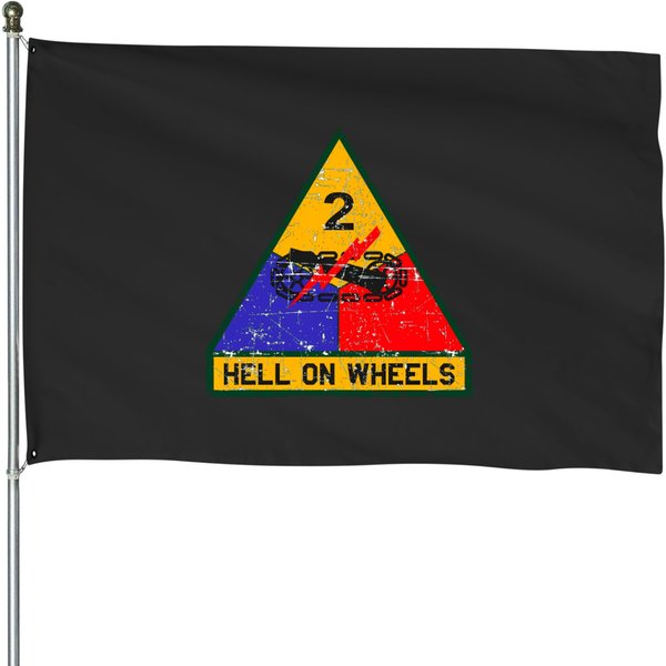 The 2Nd Armored Division Hell On Wheels - Grunge Style House Flags-image