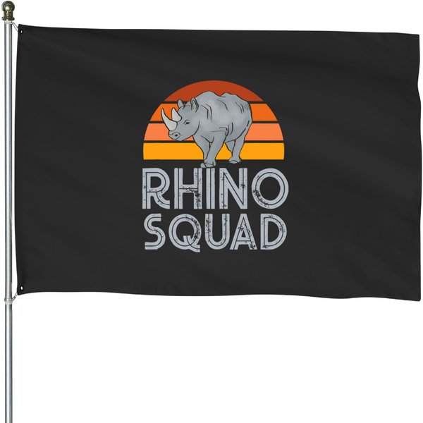 Rhino Squad Wildlife Animals Rhinoceros Nature House Flags-image