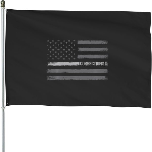 Correctional Officer Thin Silver Line American Flag House Flags-image