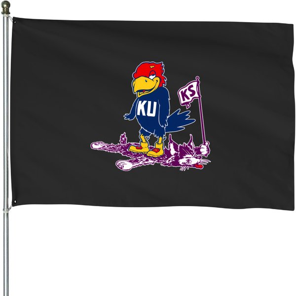 Vintage Ku Vs. K-State Mascot House Flags-image