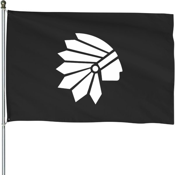 Native American Indian Chief Silhouette Logo House Flags-image