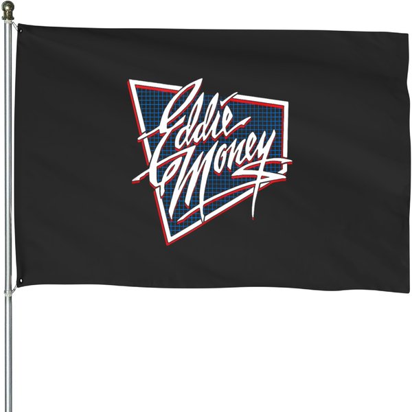 Eddie Money Blue Grid Logo House Flags-image