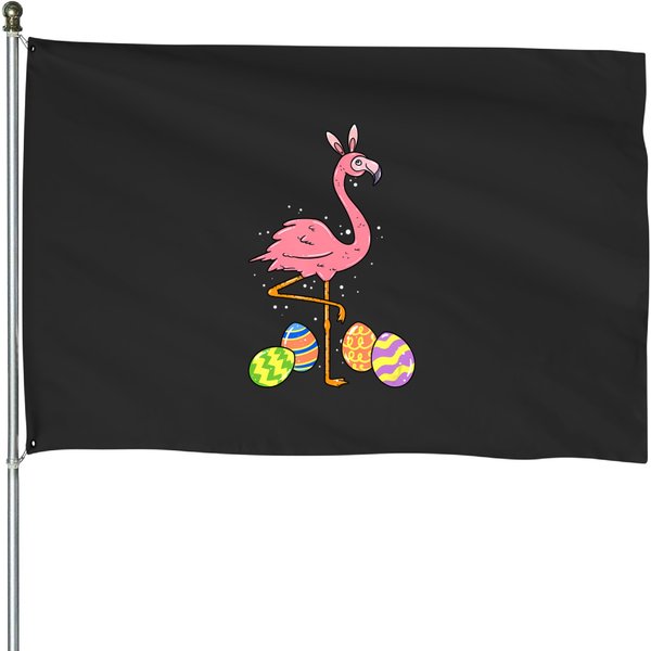 Easter Flamingo Egg Basket Funny House Flag-image